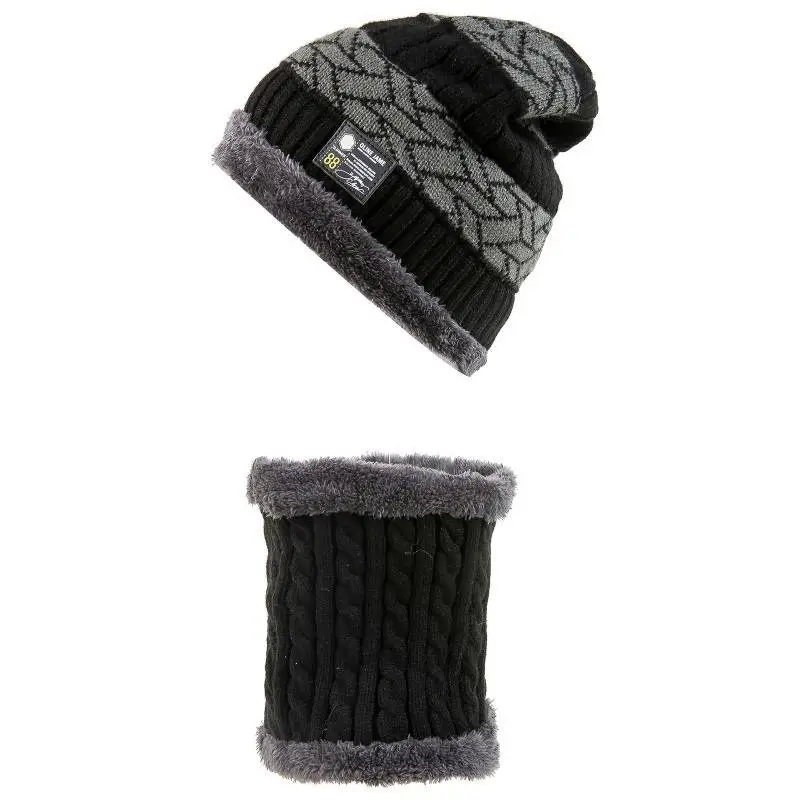 652F الصوف بطانة Skullies قبعة صغيرة الرقبة قبعة الشتاء الدافئة الرجال قبعة قبعة صغيرة منديل