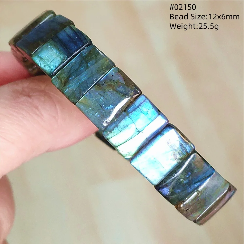 Natural Blue Labradorite Light Clear Rectangle Beads Bracelet Bangle Rainbow Labradorite Women Men Fashion Moonstone AAAAAAA