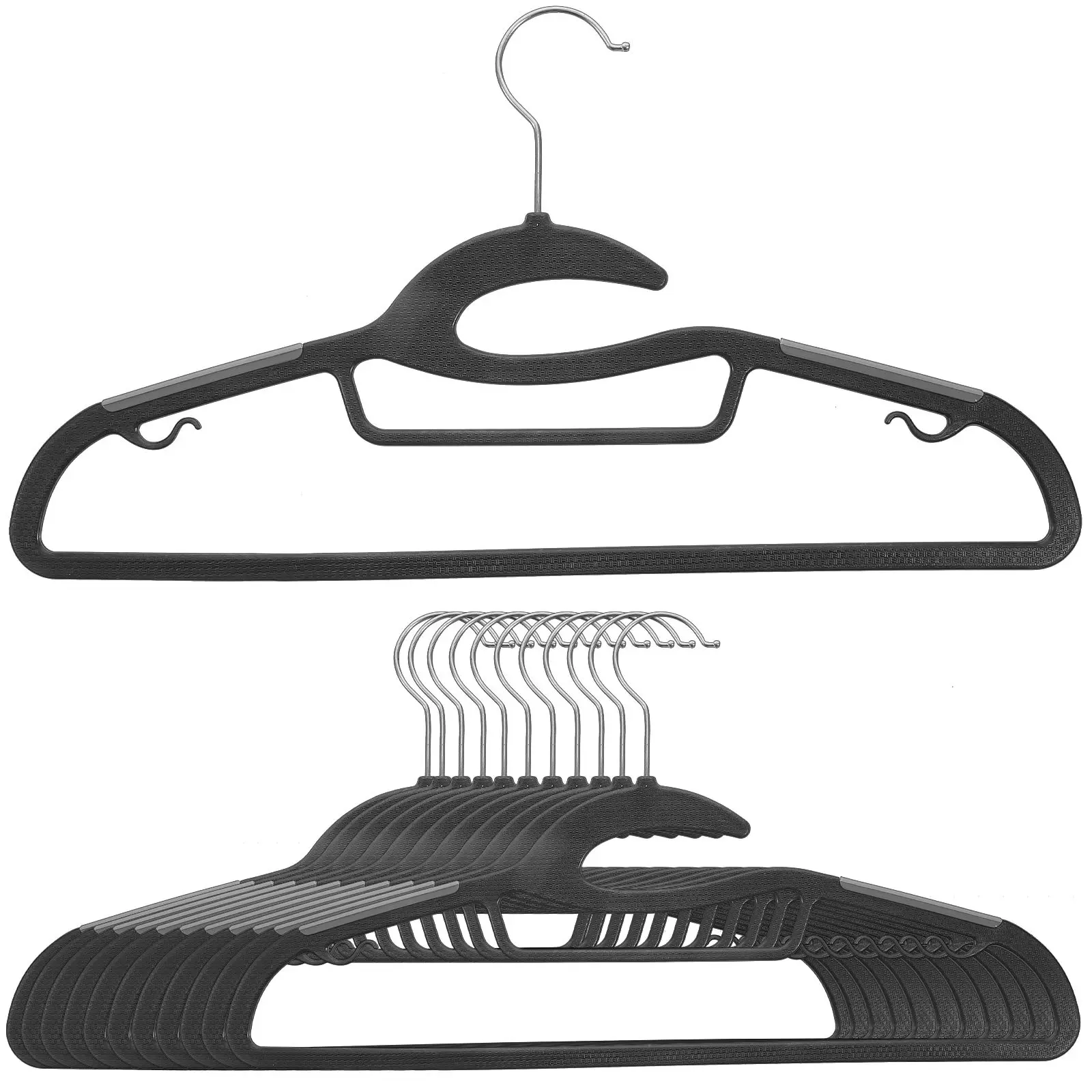 

10 Pcs Metal Hangers Heavy Duty Slip Clothes Hangers Heavy Duty Black Space Saving Baby Plastic ABS Stainless Steel Extra Wide