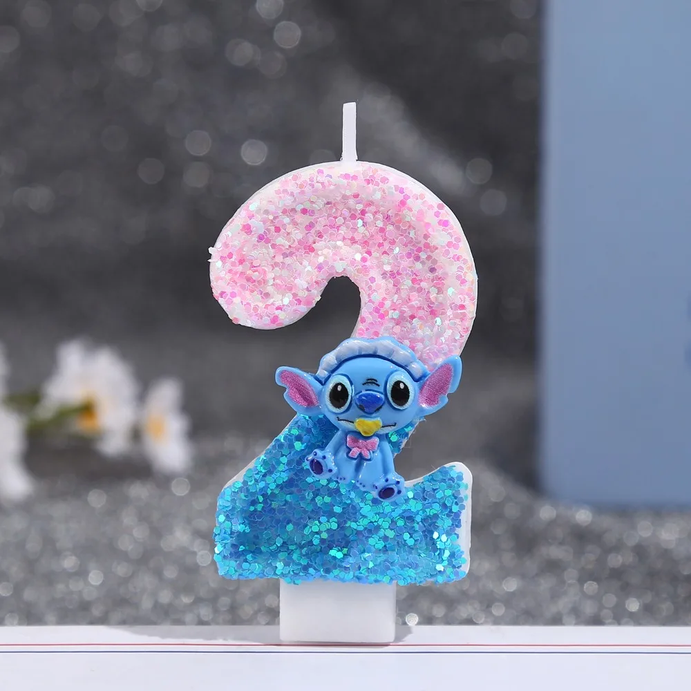 2026 أنيمي ليلو وستيتش 0-9 عدد شمعة لطيف ثلاثية الأبعاد Kawaii غرزة شخصية كرتونية كعكة حفلة المكونات في كعكة عيد ميلاد الديكور