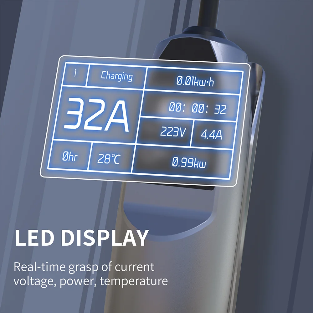 Tiens ons EV-Chargeur Portable pour Voiture Électrique, Boîtier de Chargement, 32A, Triphasé, Câble de 5m, Vope2, 22Kw