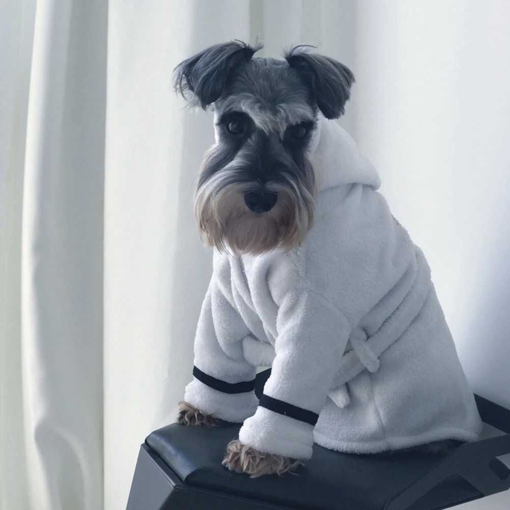 

Pet Nightgown Robe Dog Pajamas Hooded Cat Bathrobe Quick-drying Towel White Medium Size Soft Warm Stylish