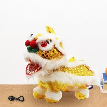 ไฟฟ้าร้องเพลง Lion Plush ของเล่นปีใหม่ทางจันทรคติเต้นรําสิงโตตุ๊กตารูปตุ๊กตาน่ารักของเล่นสําหรับเด็กทารกเด็กใหม่ปีของขวัญ