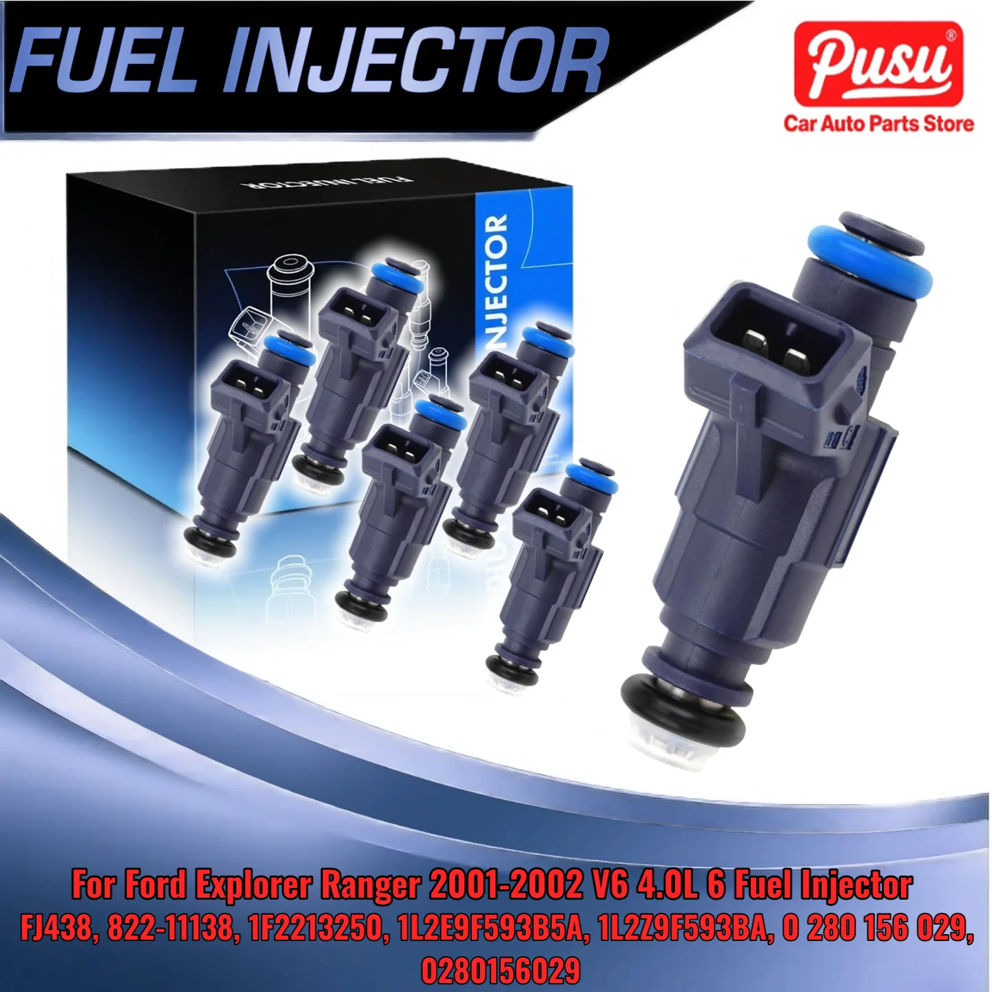 

Set of 6 Fuel Injector for Ford Ranger 2001-2002 Explorer for Mazda for Mercury V6 4.0L 1L2E9F593B5A 1L2Z9F593BA 0280156029
