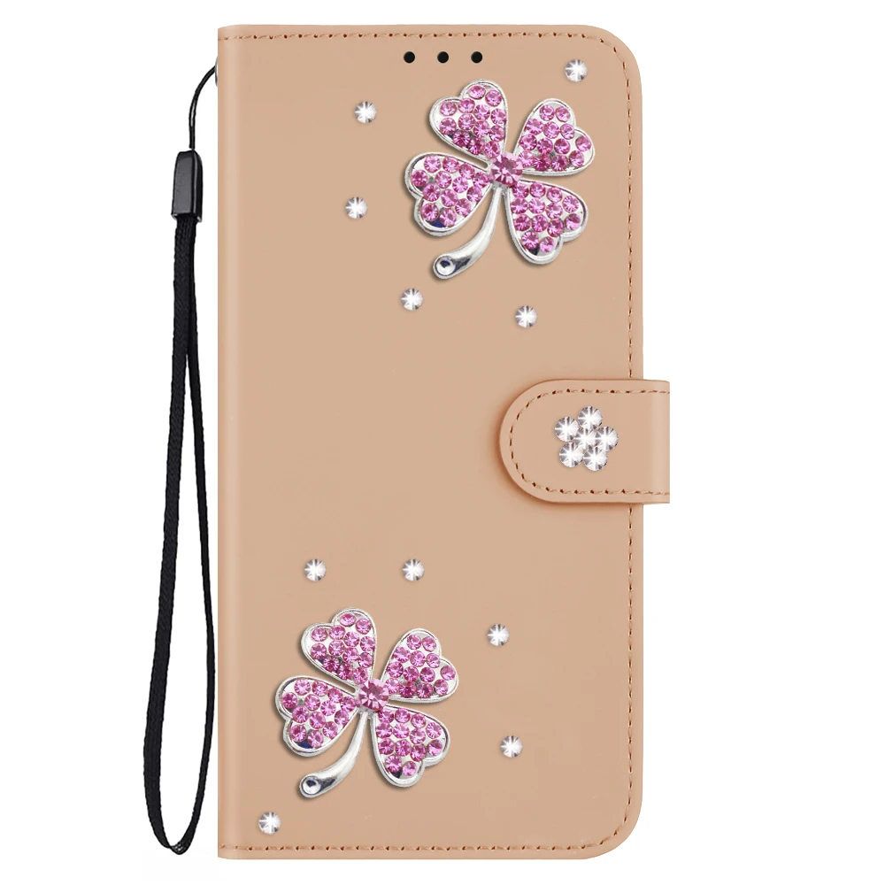 

New 2024 Leather Case for IPhone 15 16 Pro Max Cases Phone Casing for IPhone 14 13 12 Pro Max With Strap Lanyard Back Clover