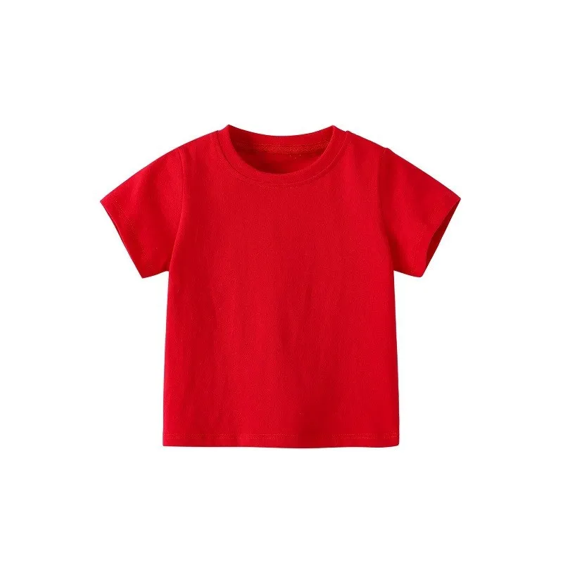 

Summer Children's Short Sleeve T-Shirt round Neck Pure Color Blank Board Unisex Kids' Clothing Class Uniform Color Top