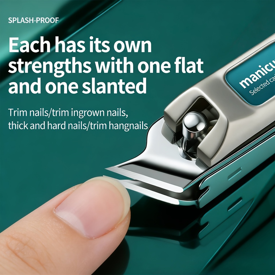  Anti-Splash Nail Clipper for Thick Toenails & Fingernails Curved Blade Wide Mouth Design Splash-Proof Ergonomic Handle 