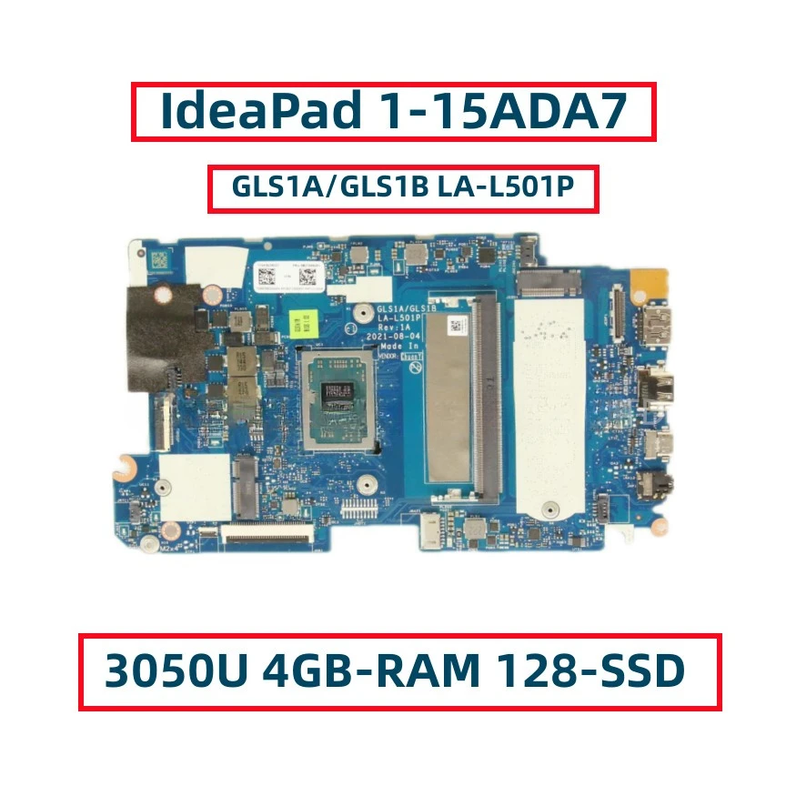 GLS1A/GLS1B LA-L501P For  IdeaPad 1-15ADA7 Laptop Motherboard WIth YM3050 CPU 4GB-RAM +128G-SSD FRU: 5B21D69263