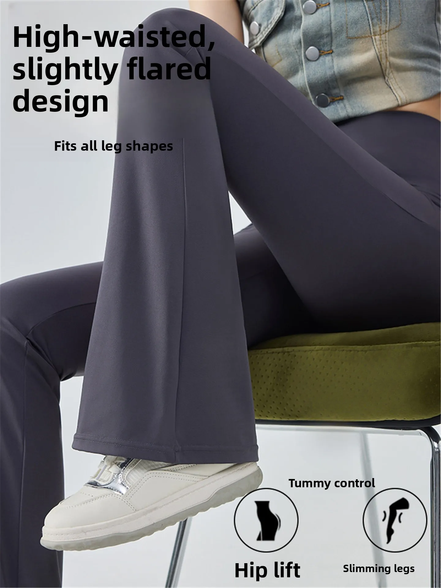 กางเกงโยคะเอวสูงผ้าไอซ์ซิลค์ทรงกระดิ่งสำหรับผู้หญิง ฤดูร้อน ผ้าบาง ยืดหยุ่น กระชับหน้าท้อง ยกกระชับสะโพก