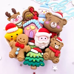10PCS Resin Colorful Christmas Tree Snowman Deer Bear Figurine Flat back Scrapbook DIY Accessories Cartoon Christma Decor Crafts