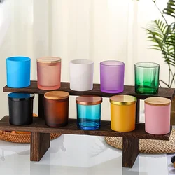 Candle Holder Colored Candle Jar Home Decor Wooden/Metal Lid For Glass