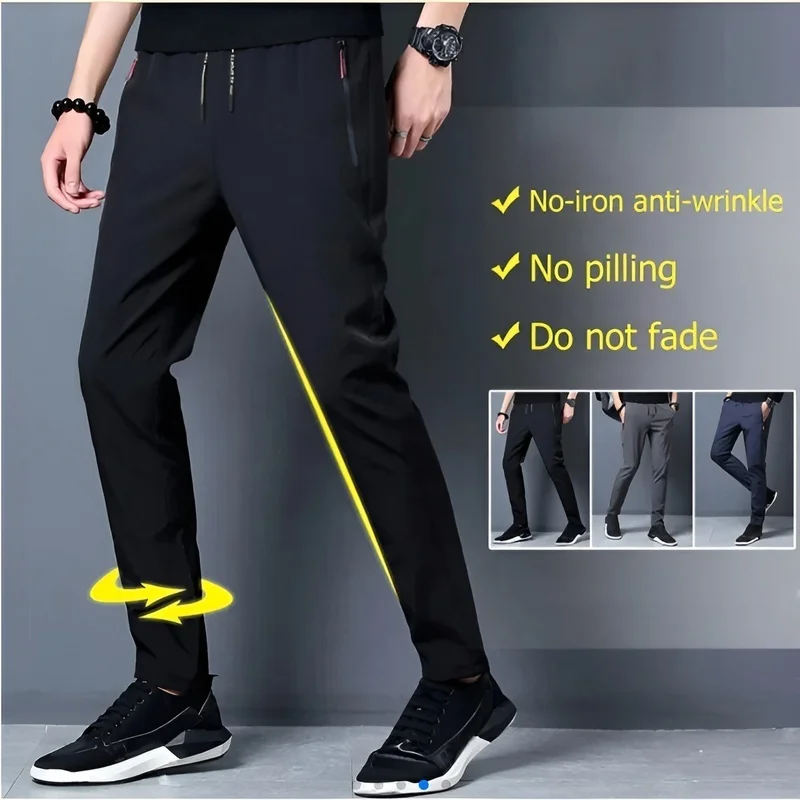 Sutra Es Cepat Kering Pria Kasual Dengan Ritsleting