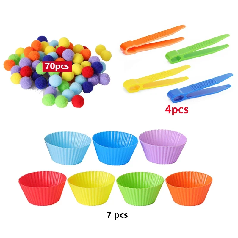 

Children's Rainbow Counting Plunger Ball Game, Montessori Sensory Toys, Fine Motor Skills Learning, Preschool Games, 78 pieces