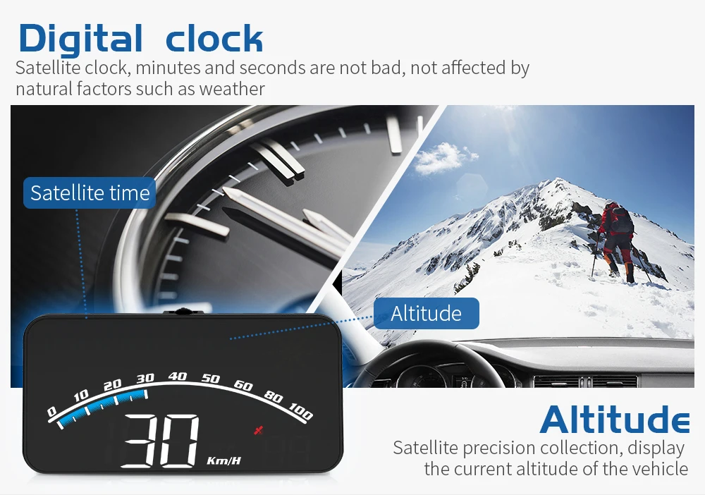HUD G10 Head-up-Display für Auto Universeller Digitaler Geschwindigkeitsmesser GPS-Tachometer MPH KMH Projektion mit Halterung Auto-Innenausstattung – Detail 16