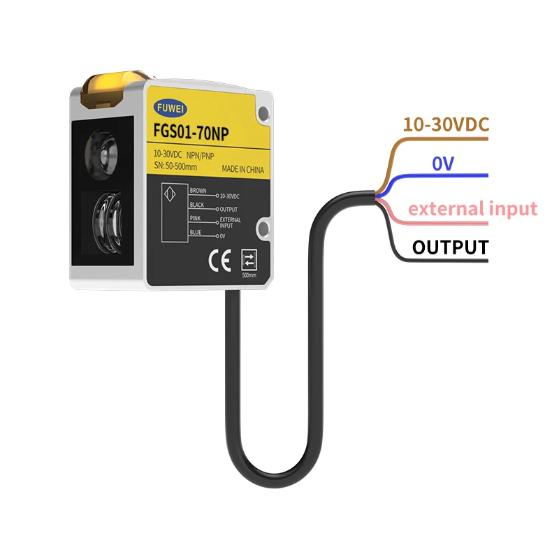 FUWEI FGS01-70NP Remote Color Sensor Photoelectric Recognition Induction Switch Electric Eye Detection Distance 50-500mm