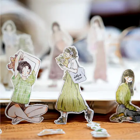 Bilashmart Yoofun 7x200cm Leisure Life Girl Washi Tape for Planner Card Making DIY Scrapbooking Collage Junk Journal Decorative Sticker