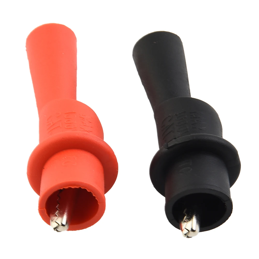 คลิปทดสอบ CLAMP พร้อมเคล็ดลับสายไฟสําหรับมัลติมิเตอร์การออกแบบฉนวนสีแดงและสีดําเพื่อความปลอดภัย AC DC การวัดได้ถึง 10A 1000V