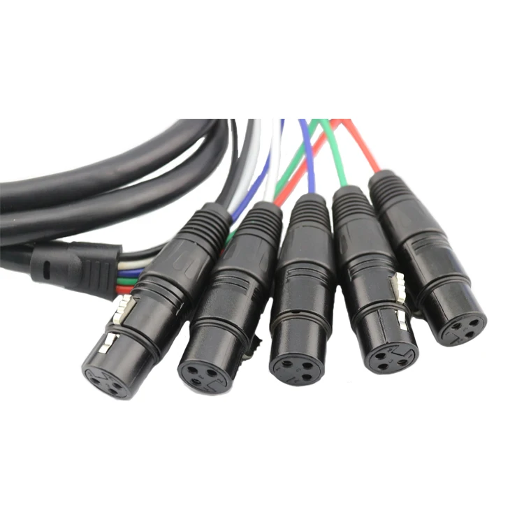 OEM factory-cable xlr de 3 pines con múltiples enchufes, conector macho a hembra, cable de alimentación DMX, luz de escenario, 5-8-10-16-20enchufes opcionales