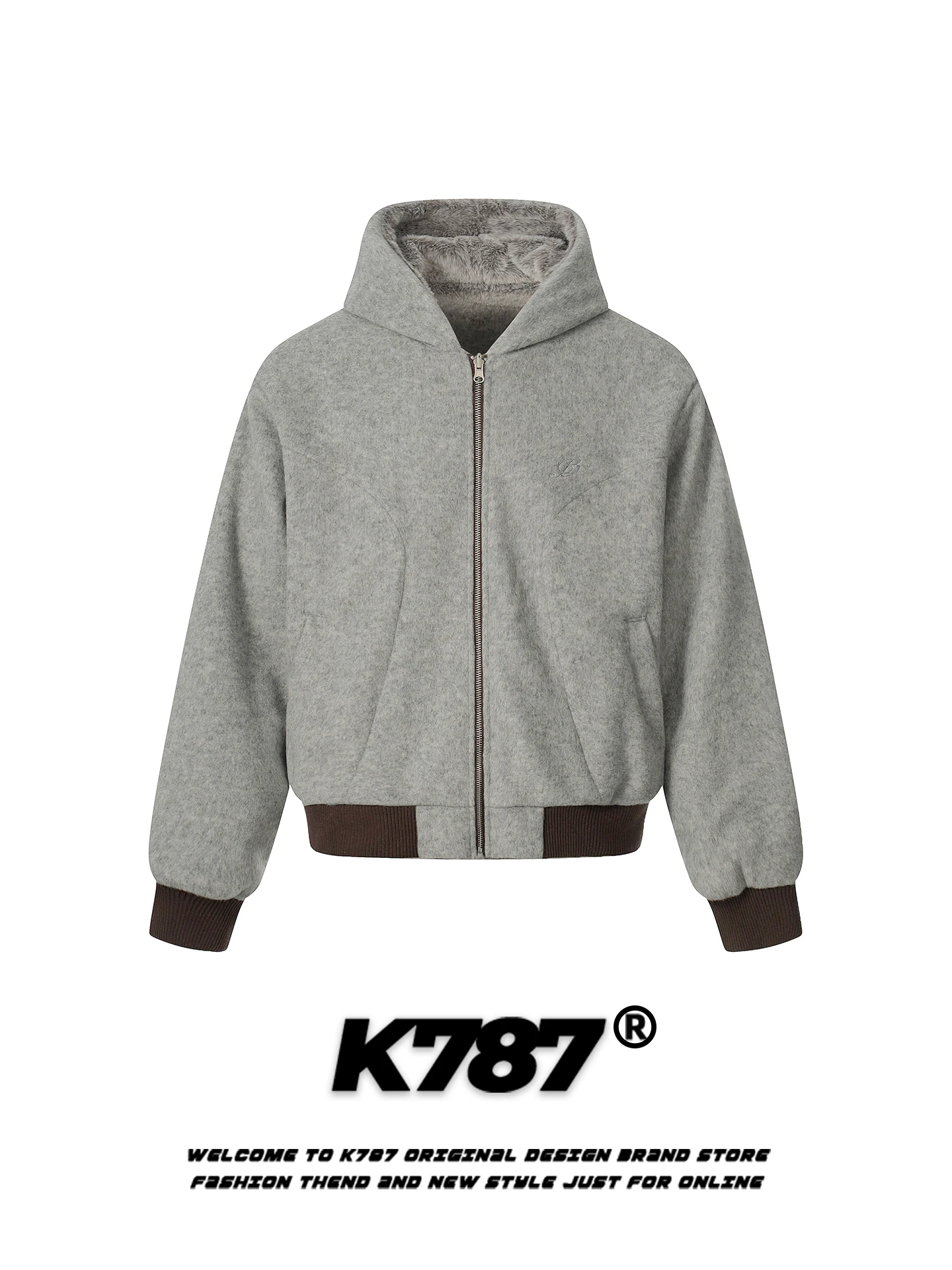 

Куртка K787 в американском ретро-стиле, двусторонняя, из искусственного меха и хлопка, утепленная, с капюшоном, для мужчин и женщин, для повседневной носки осенью