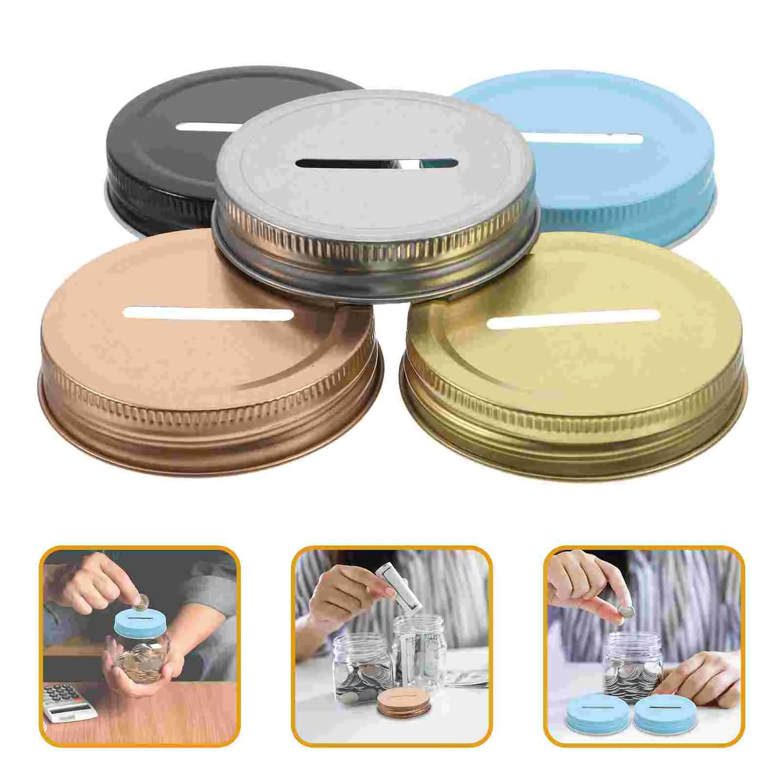 

20 Pcs Mason Piggy Bank Lid Jar Lids Coin Slot Covers Caps Bottle Sealing Tinplate