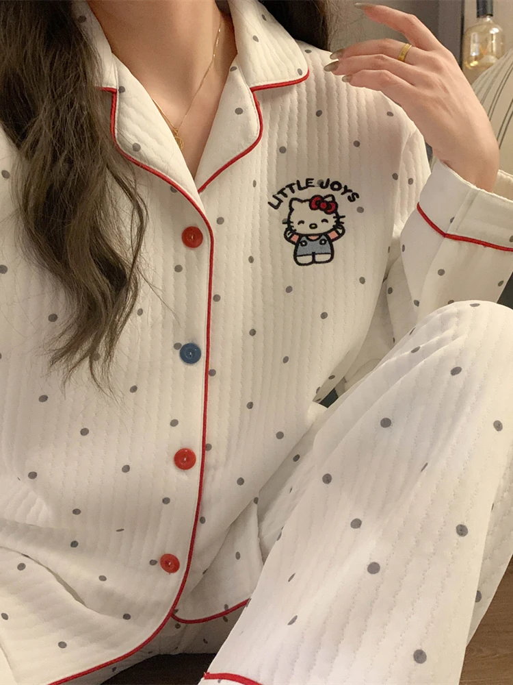 Air Cotton Pajamas Women Winter 2024 New Thickened Japan fashion Sweet Hellokit Student Mezzanine Homewear