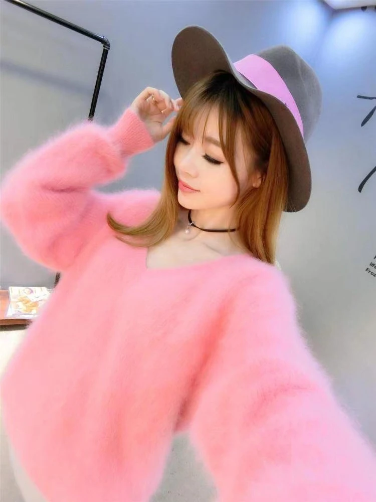 Faionable Waterproof Mink Knitted Sweater Women's Autumn Winter New Arrival Warm Student Sle Versatile Top Trendy Commute...