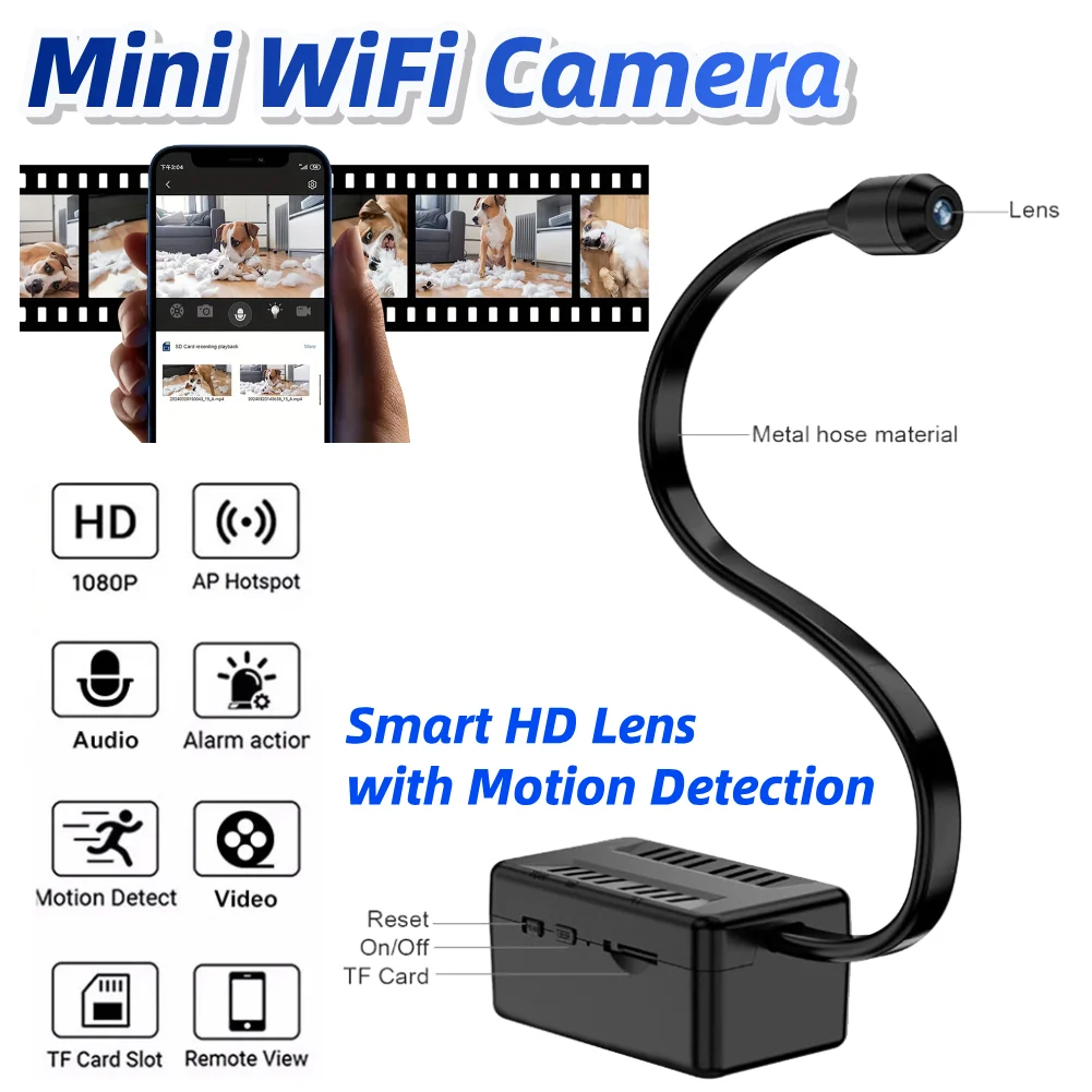Mini WiFi Camera 1080P Full HD Wireless Security Smart Camera with Cell Phone App Motion Detection for Home Car Indoor Outdoor