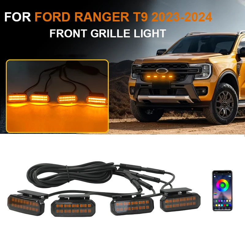 

18LED Front Grille Light FOR FORD RANGER T9 2023-2024 Car Daytime Running Light Wheel Eyebrow Lamp For Pickup Offroad 12V