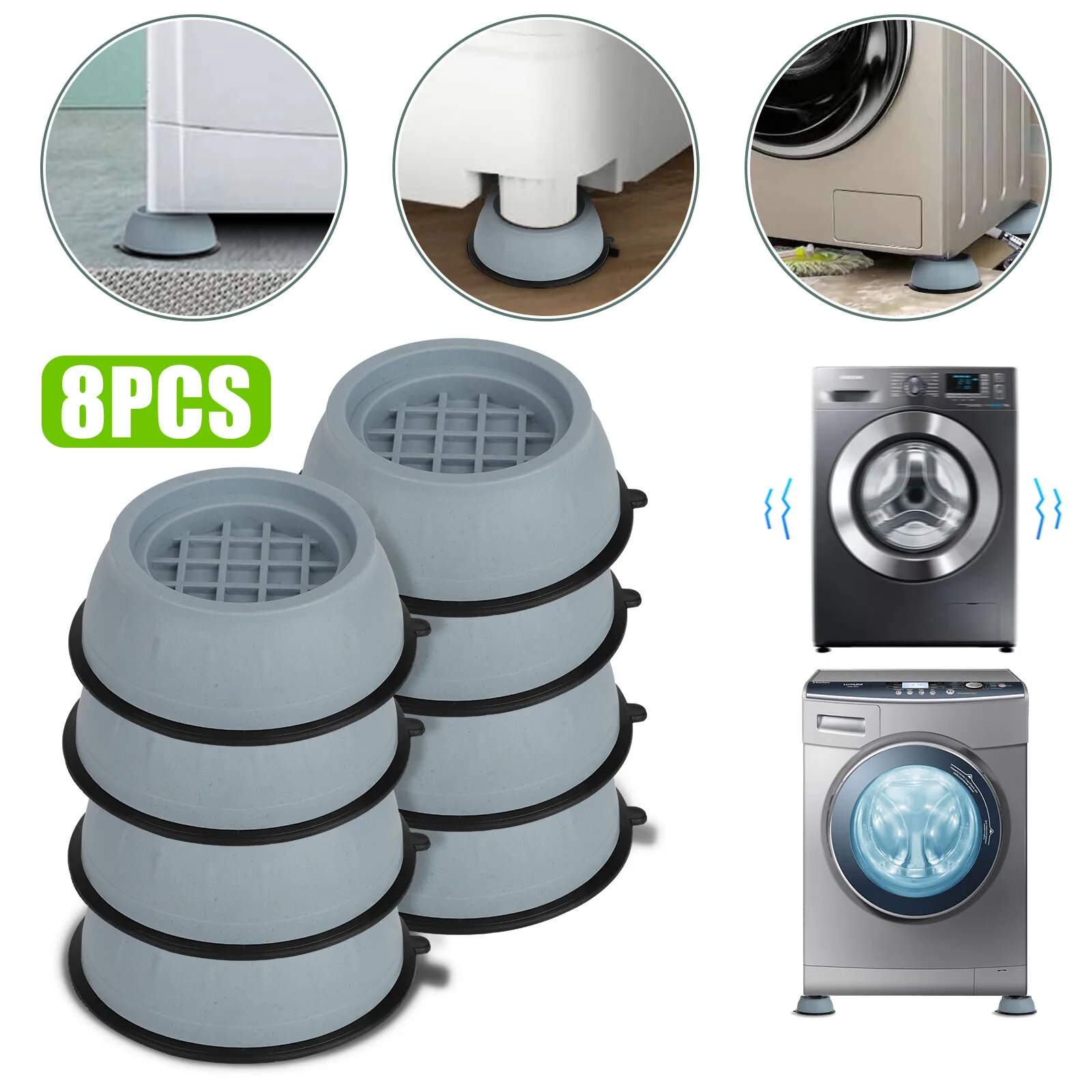 8PCS Anti Vibration Rubber Feet Washing Machine Mats Support Anti-Slip Base Pads