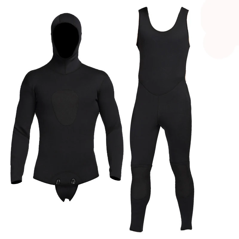 

Winter Men Hooded 1.5MM Neoprene Wetsuit Two-Pieces Separated Scuba Diving Suit Surfing Snorkeling Spearfishing Swimsuit