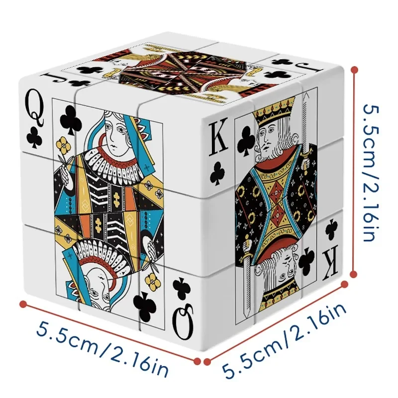 Magic Cube 3x3x3 3D UV Printed Poker K Q J Stress-relieving Puzzle Professional Smooth Speed Game Children's Toy Gift