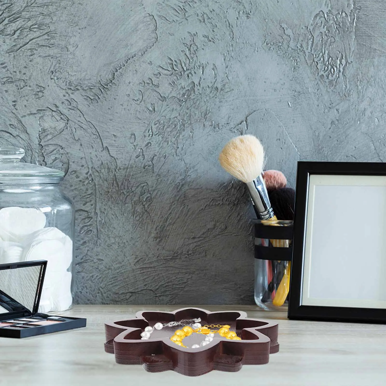 

Crystal Tray Storage Wooden Holder Lotus Stone Storage Base Shaped Trinket Organizer Home Stone Display Tray Decor