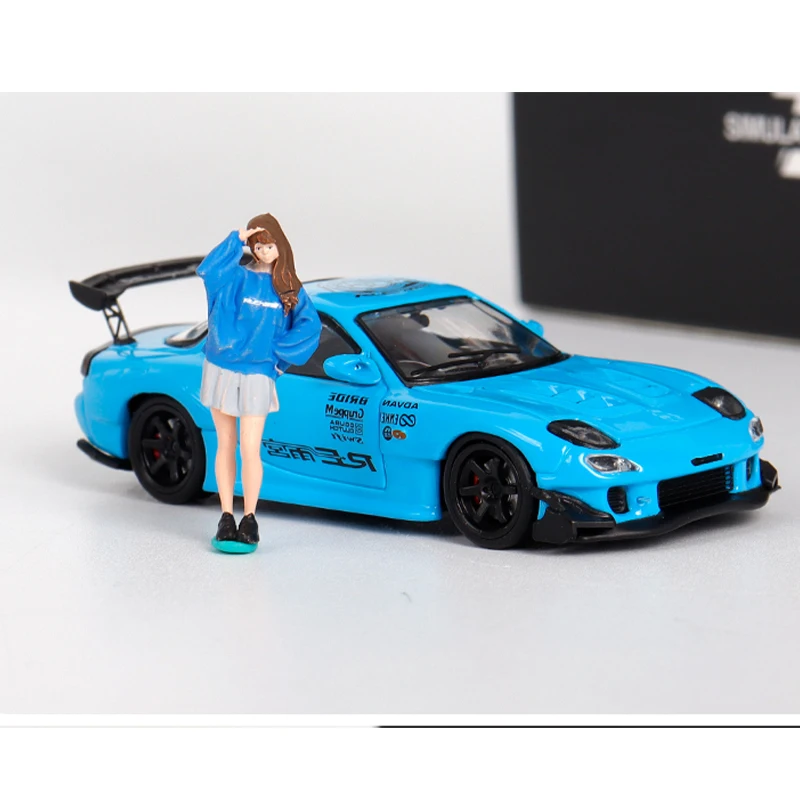 Diecast 1:64 Scale Mazda RX7 Modified Car RX-7 TPC Simulation Alloy Car Model Static Display Collectible Toy Gift Souvenir