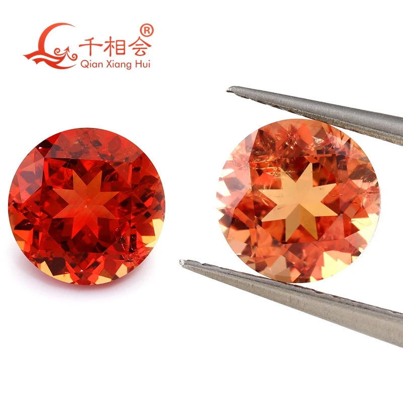 

Lab-Created Sapphire Padparadscha red orange Color round Shape Loose Gem Stone Padmaraga including Minor Cracks Inclusions
