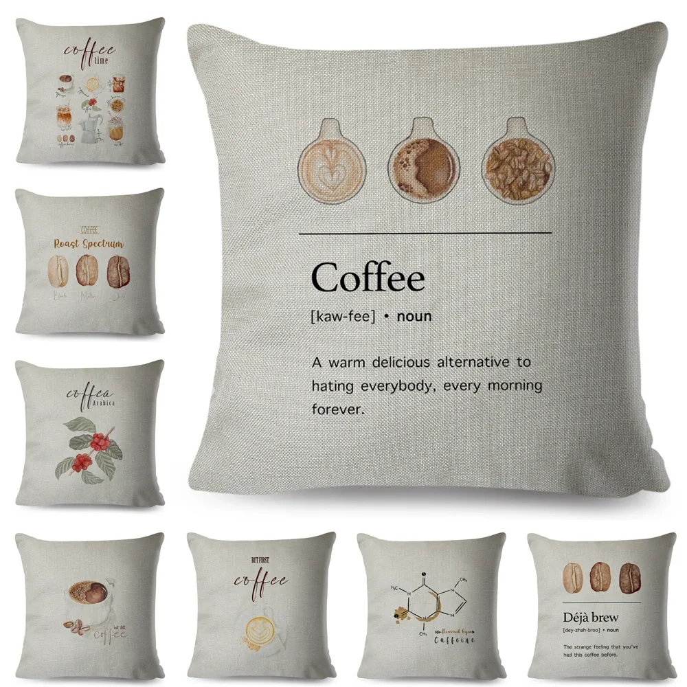 Nordic Style Elegant Coffee Caffeine Cocoa Cup Painting Pillowcase Decor Geometric Pillow Case for Sofa Car Linen Cushion Cover