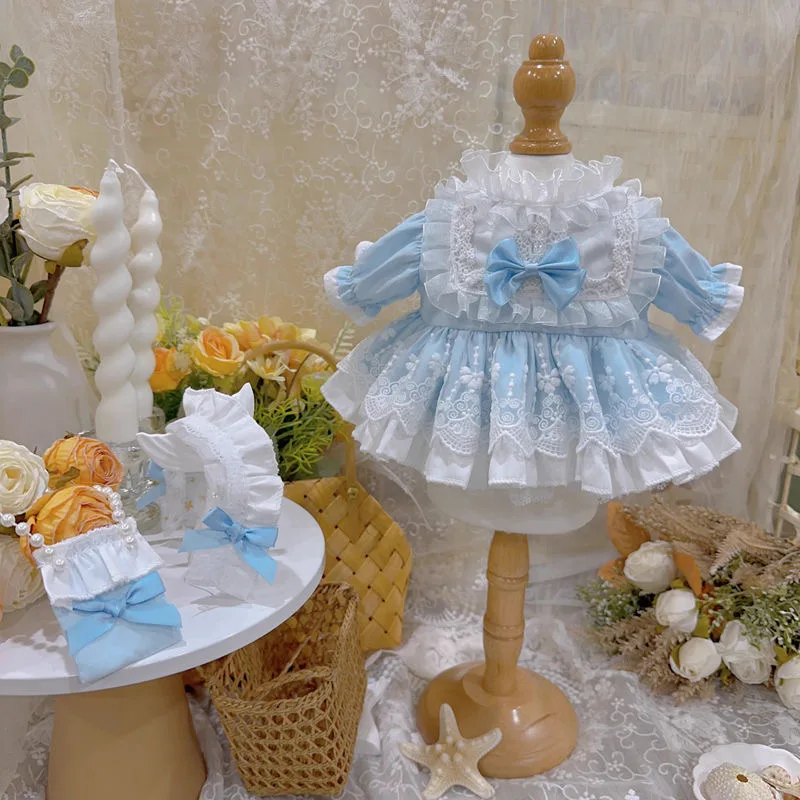 Robe ciel bleu, vêtements de poupée en coton de 20cm, robe de poupée de 10mm, jupe de poupée reborn de 50cm