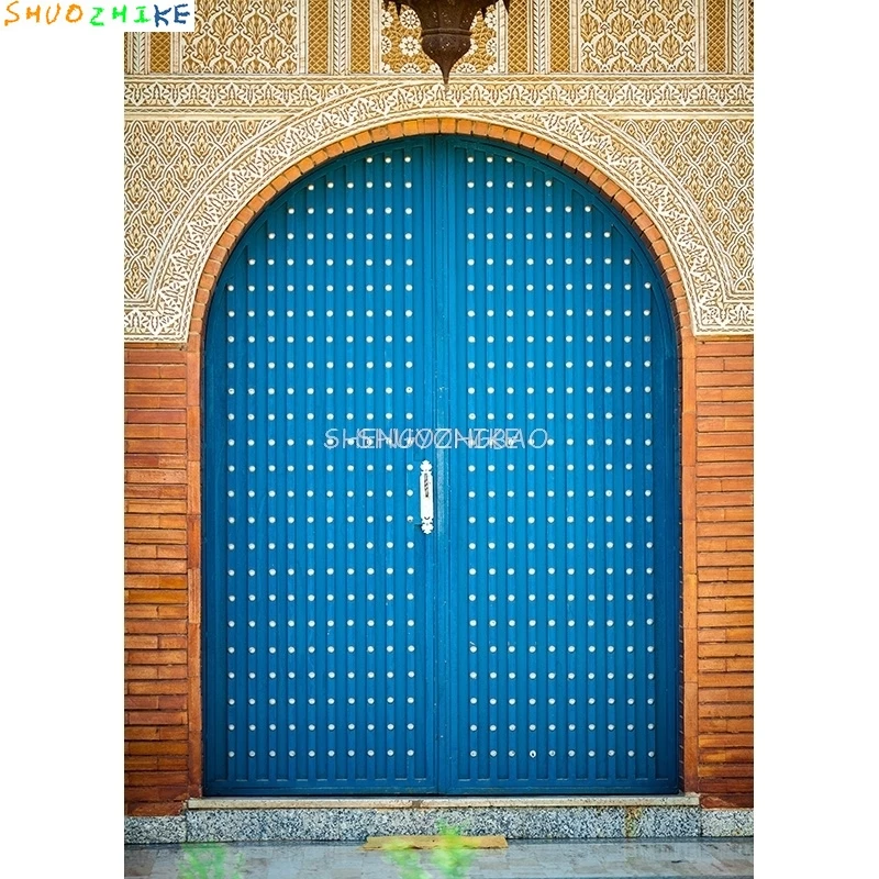 SHENGYONGBAO Background Brick Wall Wooden Door Abandoned Dilapidated Retro Photography Backdrop Photocall Photo Studio EHP-01