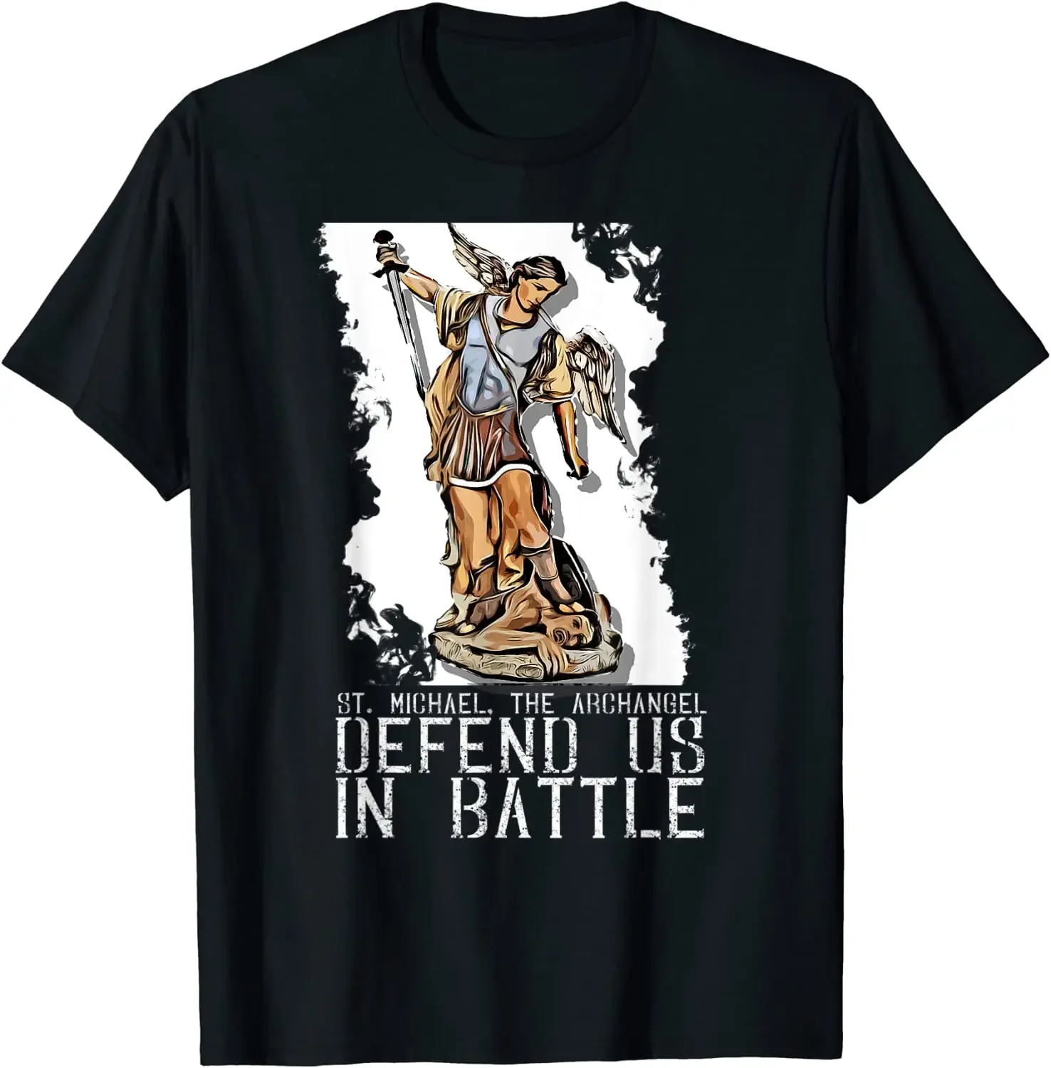 St. Michael The Archangel Defend Us In Battle Men T-Shirt Short Sleeve Casual Cotton O-Neck Summer TShirt