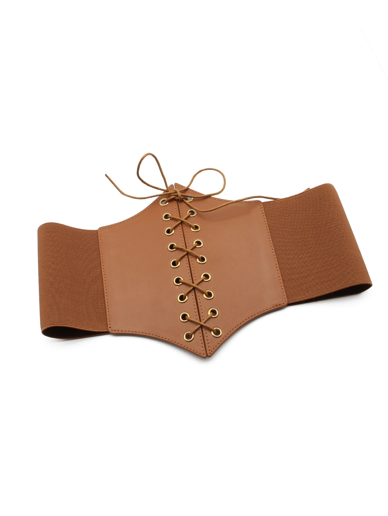 

12cm Wide Corset Belts For Women Fashion Women Brown PU Leather Design Stretchy Waistband Slim Cummerbunds