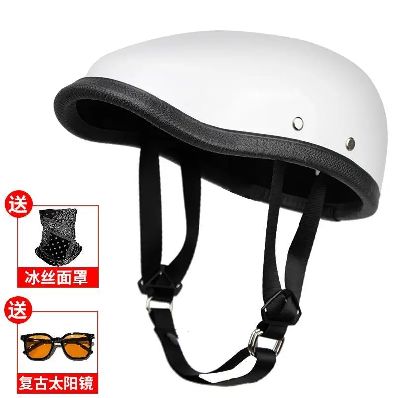 Retro Beret Design Half Helmet Japanese Riding Ladle Helmet German Minimalist Street Trend Summer Helmet Send Sunscreen Masks image 4