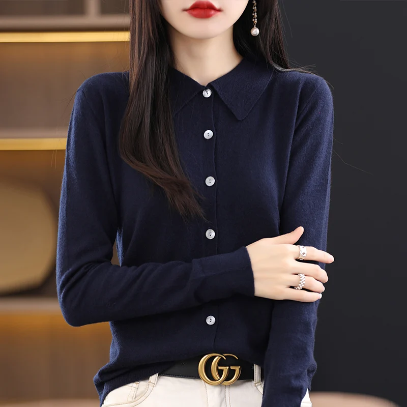 Women Cardigan Cashmere Wool Sweater 2023 Spring New Thin Sweater Knitted Jacket Female Soft Basic Shirt Solid Long Sleeve Tops