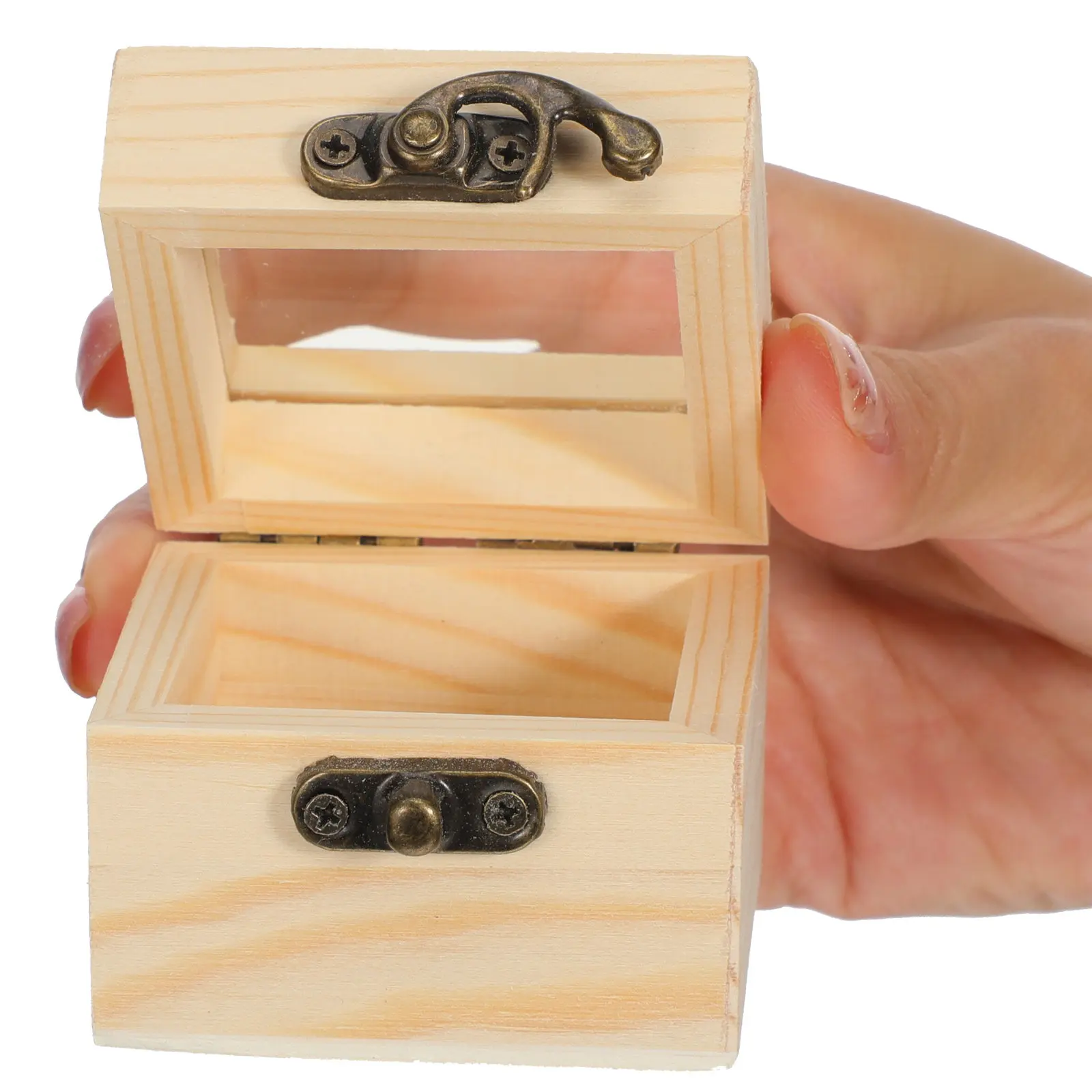 2Pcs Wooden Insect Display Box Clear Glass Top Small Square Storage Case Natural Wood Jewelry Bracelet Keepsake Display Box