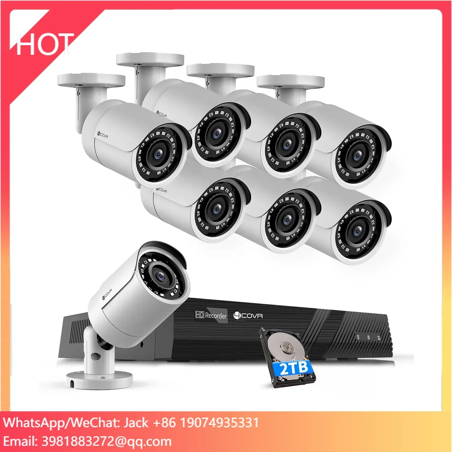 

8Pcs 8Mp Bullet IP PoE Cameras Outdoor AI Person Detection 8CH NVR 2TB HDD Home Surveillance Security Cctv Set 8 Cameras 4k