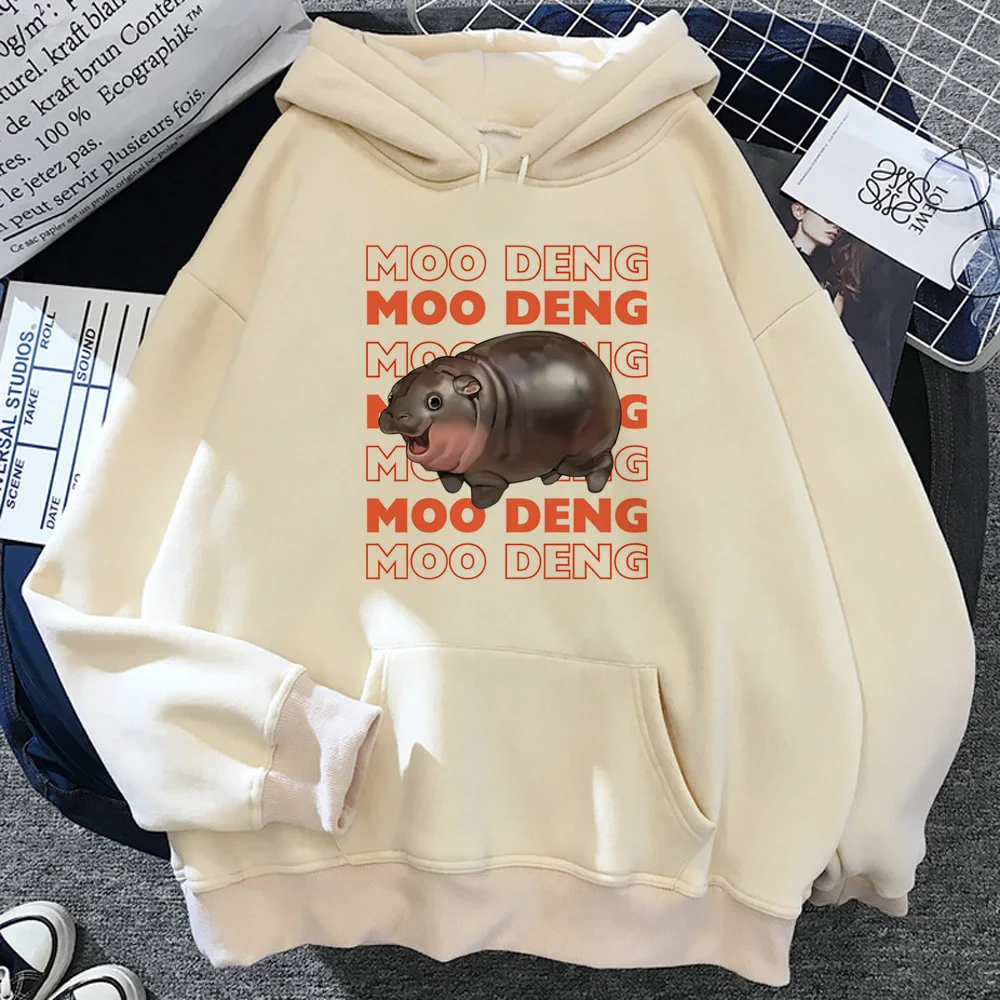 

Moo Deng hoodie pattern youthful designer clothes for teens anime streetwear female hoddie elegant manga graphic funny