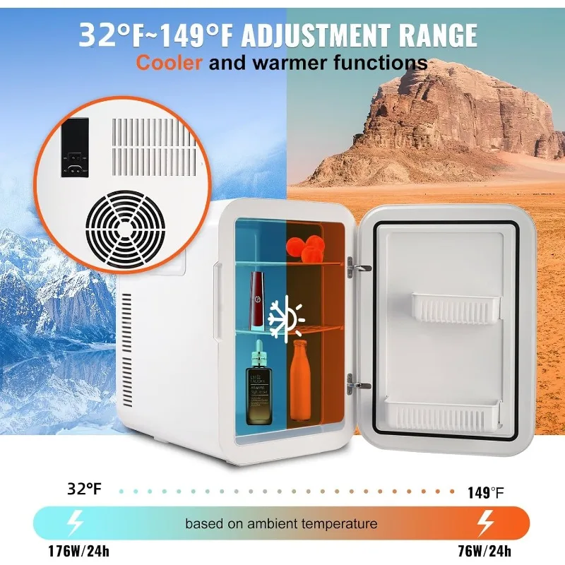 VEVOR Mini Fridge,20L Skincare Fridge with Touch Screen Temper Control,Outage Memory Beverage Refrigerator for Makeup Drink Food