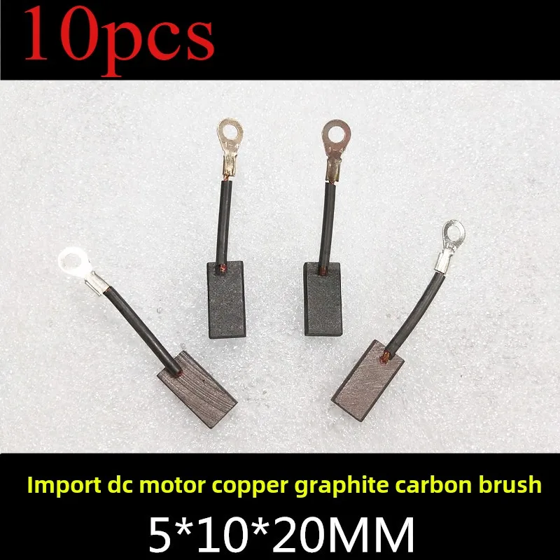 10Pcs DC small motor carbon brush 5X10X20MM wide surface outlet, motor brush, copper graphite carbon brush