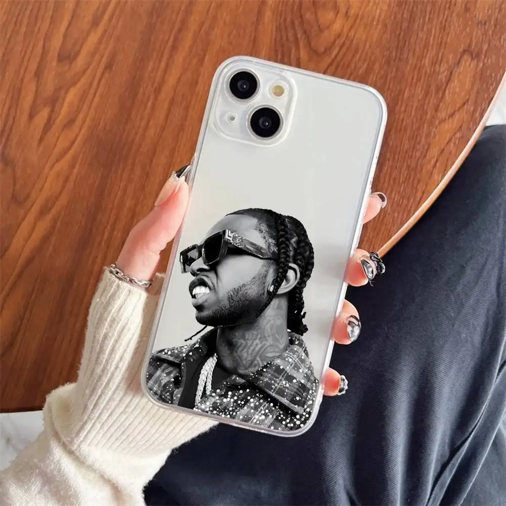 1pc Singer Pop Smoke Cassa Del Telefono Trasparente Per IPhone 17 16 15 14 13 12 11 PRO MAX PLUS Mini Copertura Morbida Pelle-amichevole