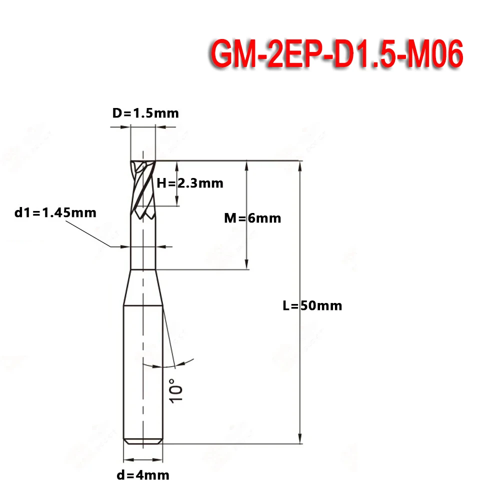 GM-2EP-D1.5-M08 GM-2EP-D1.5-M12 GM-2EP-D1.5-M14 ZCC Solid Carbide End Mills with 8 12 14 Neck and Cutting Deepth