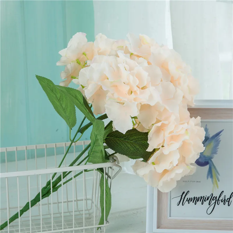 

19Colors 5 Heads Artificial Silk Hydrangea Flower Bouquet For DIY Wedding Part Fake Home Bouquet Decorations Supplies