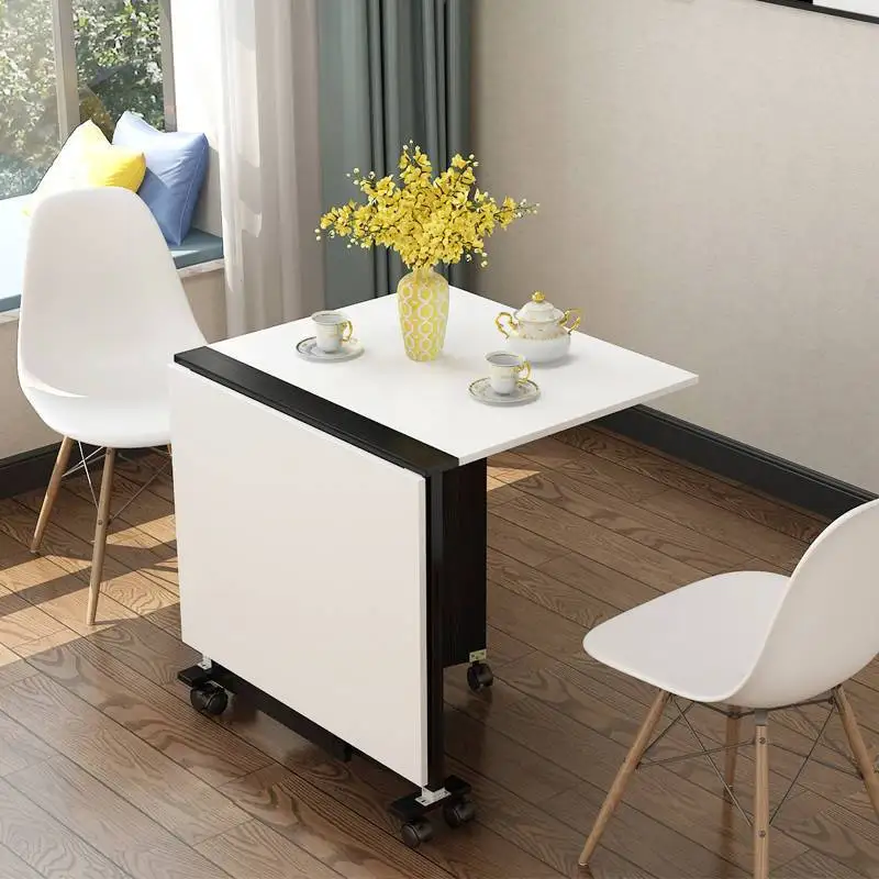 Movable Folding Table with Swivel Wheels for Home Space-saving Dining Table Kitchen Table